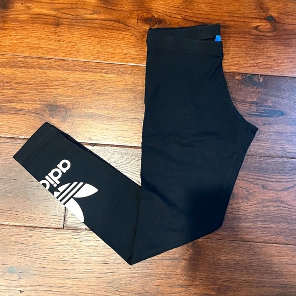 adidas Pants - ADIDAS MID-RISE COTTON LEGGINGS, SIZE MEDIUM, BLACK/WHITE